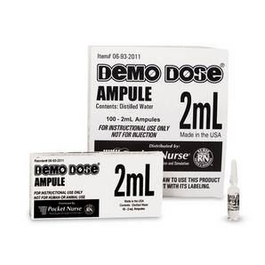 Demo Dose Clear Ampule - 2 ml- For Training Use Only- 10 Count