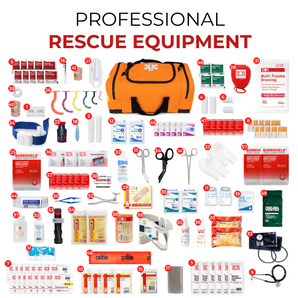 Fully Stocked First Aid Kit with Tourniquet, Gauze, CPR Mask, Trauma Shears & Emergency Medical Supplies – Orange