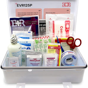 107 Piece, 25 Person First Aid Kit with Plastic Case, OSHA Compliant
