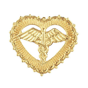 Demo Dose Caduceus in Filigreed Heart Pin -For Training Use Only