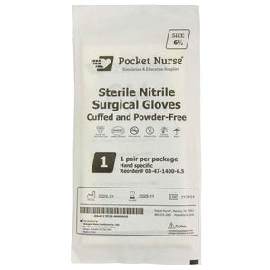 Pocket Nurse Nitrile Surgical Gloves, Cyan, Sterile Pairs -For Training Use Only