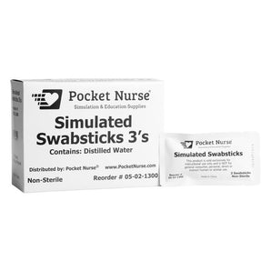 Pocket Nurse 3's Simulated SwabSticks, 4", 25 Packets/Box -For Training Use Only