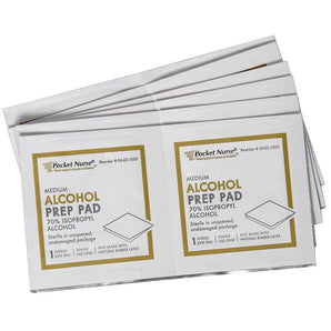 Pocket Nurse Alcohol Prep Pads, Medium, Sterile, 10/Pack -For Training Use Only