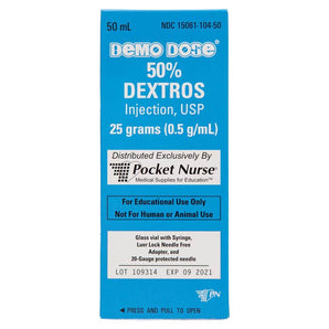 Demo Dose 50% Dextros 50mL Simulated Code Drug -For Training Use Only