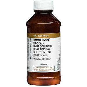 Demo Dose Lidocain Hydrochlorid 2% in 100mL - 4oz Bottle -For Training Use Only