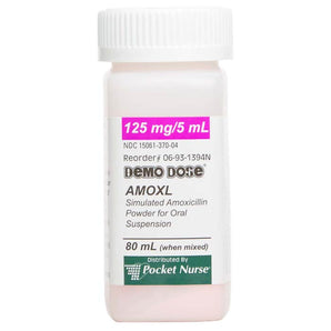 Demo Dose Amoxicilln Amoxl 125mg 5mL Suspension 80mL -For Training Use Only