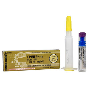 Demo Dose Refilled Luer-Lock ACLS Syringe (Needle Free) 10mL, EPINEPHrin Injection -For Training Use Only