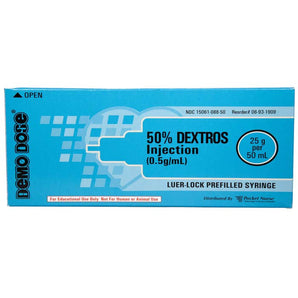 Demo Dose Prefilled Luer-Lock ACLS Syringe (Needle Free) 50 mL, 50% Dextros Injection -For Training Use Only