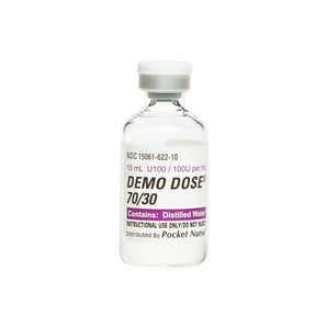 Demo Dose 70/30 Insuln 100 units mL 10 mL -For Training Use Only