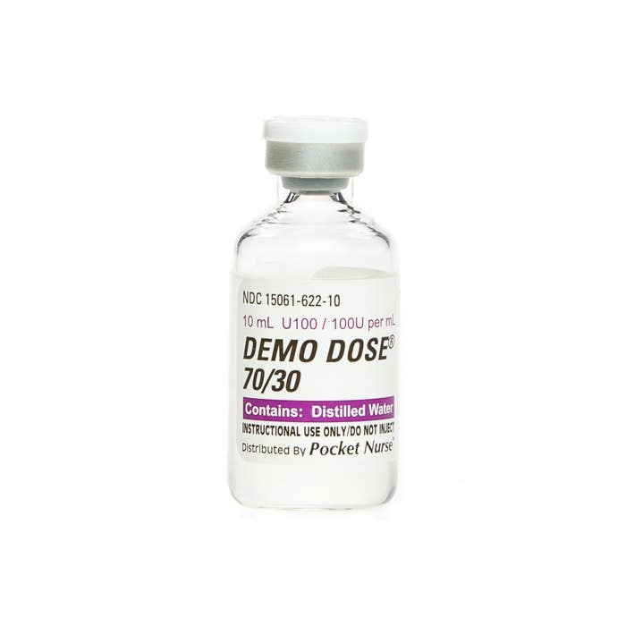 Demo Dose 70/30 Insuln 100 units mL 10 mL -For Training Use Only ...
