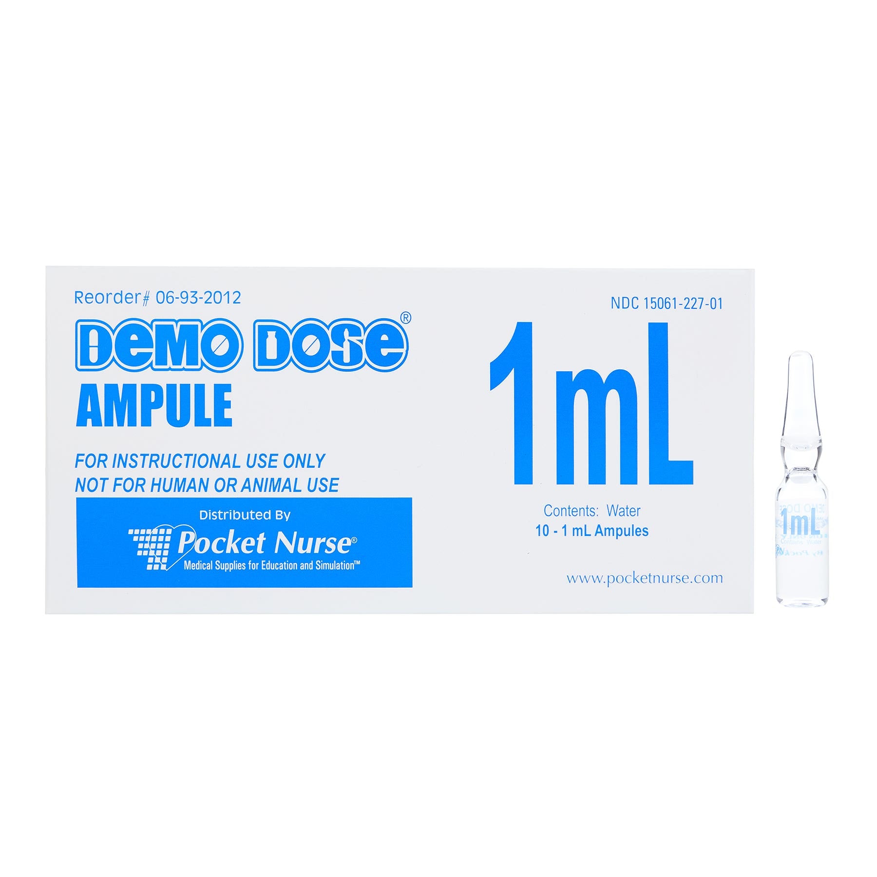 Demo Dose DEMO-Ampule™ Clear, 1mL -For Training Use Only – MediTac Kits