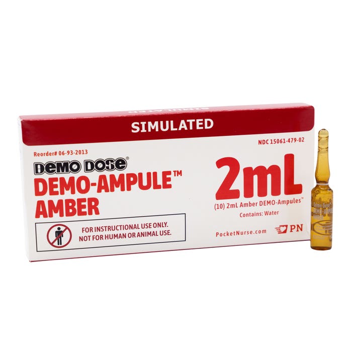 Demo Dose DEMO-Ampule, Amber, 2mL -For Training Use Only – MediTac Kits