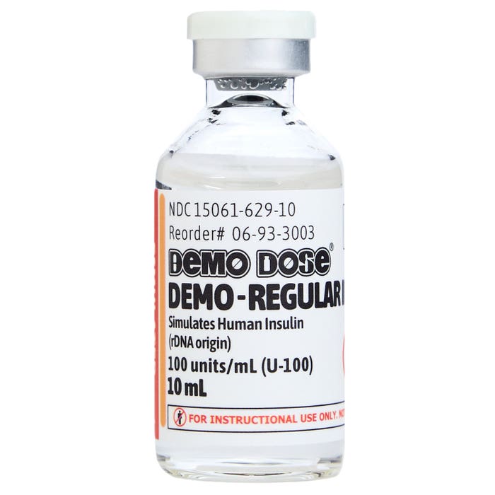 Demo Dose DEMO-Regular Insulin™, 10mL -For Training Use Only – MediTac Kits