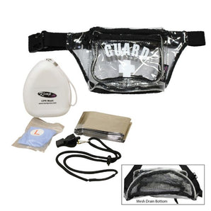 Kemp Hip Pack with Mesh Drain, GUARD Logo, PPE Supply Pack, Clear