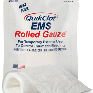 QuikClot EMS Bleeding Control Rolled Gauze, 3" x 4'