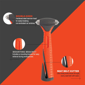 Emergency Escape Hammer with Seatbelt Cutter
