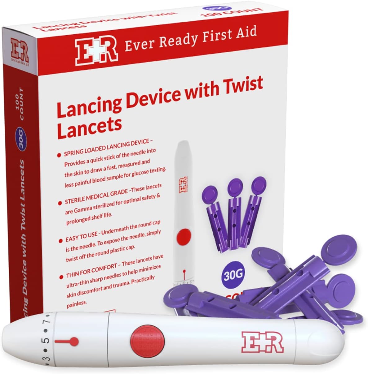 Blood Lancing Device Kit - 100 x 30G Twist Lancets – MediTac Kits