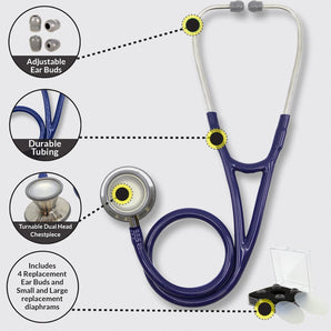 Cardiology Dual-Head Stethoscope with Accessories