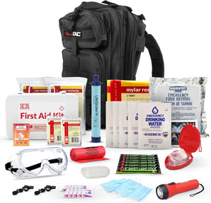 Rucksack Disaster Relief Kit - Includes LifeStraw, Rations & More