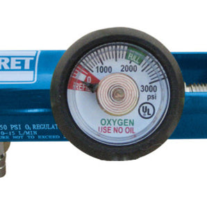 Aluminum Oxygen Regulator - 0-15 LPM (1 Barb)