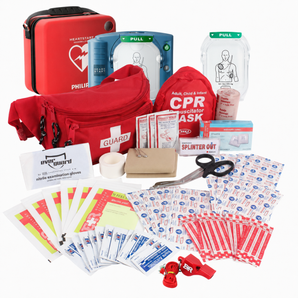 Complete Emergency Kit with Philips AED, Defibrillation Pads & CPR Device (Adult & Child)