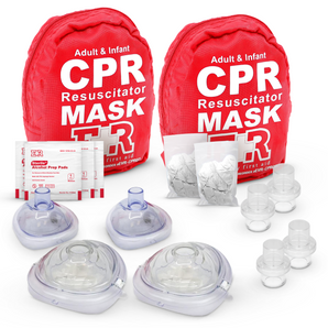 CPR Mask Combo Kit – Adult & Infant, 2-Pack (Red)