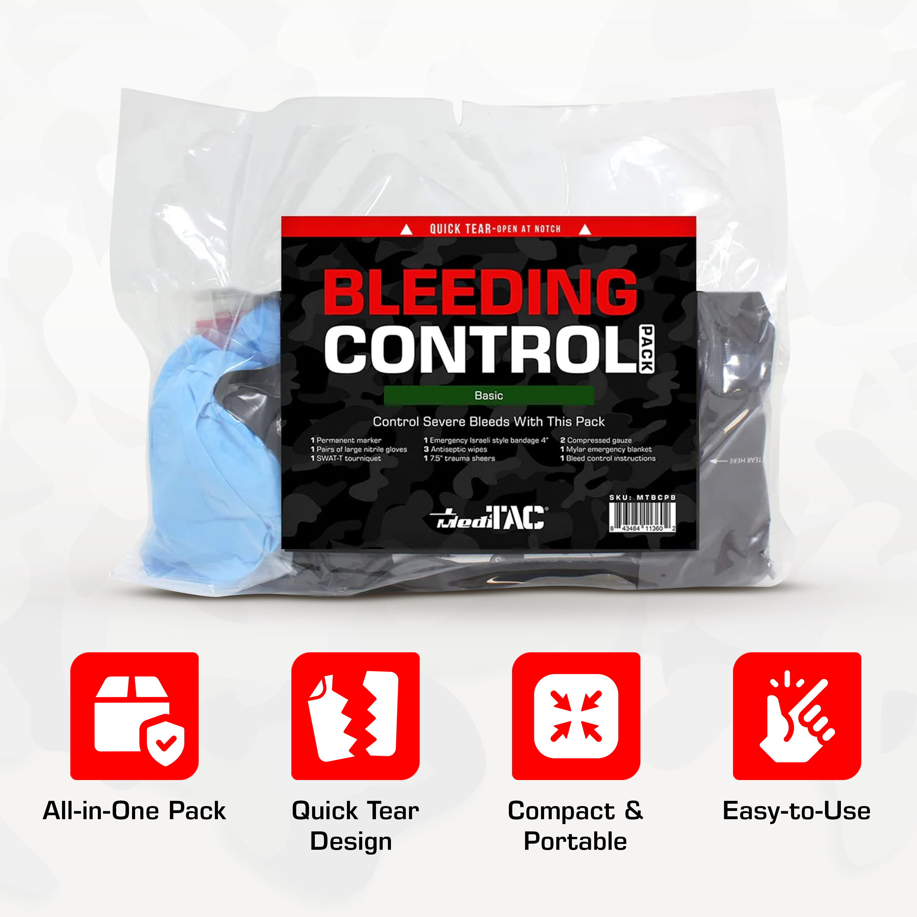 Basic Bleeding Control Basic Bleeding Control Kit with SWAT-T Tourniquet, Bandages and Gauze ...