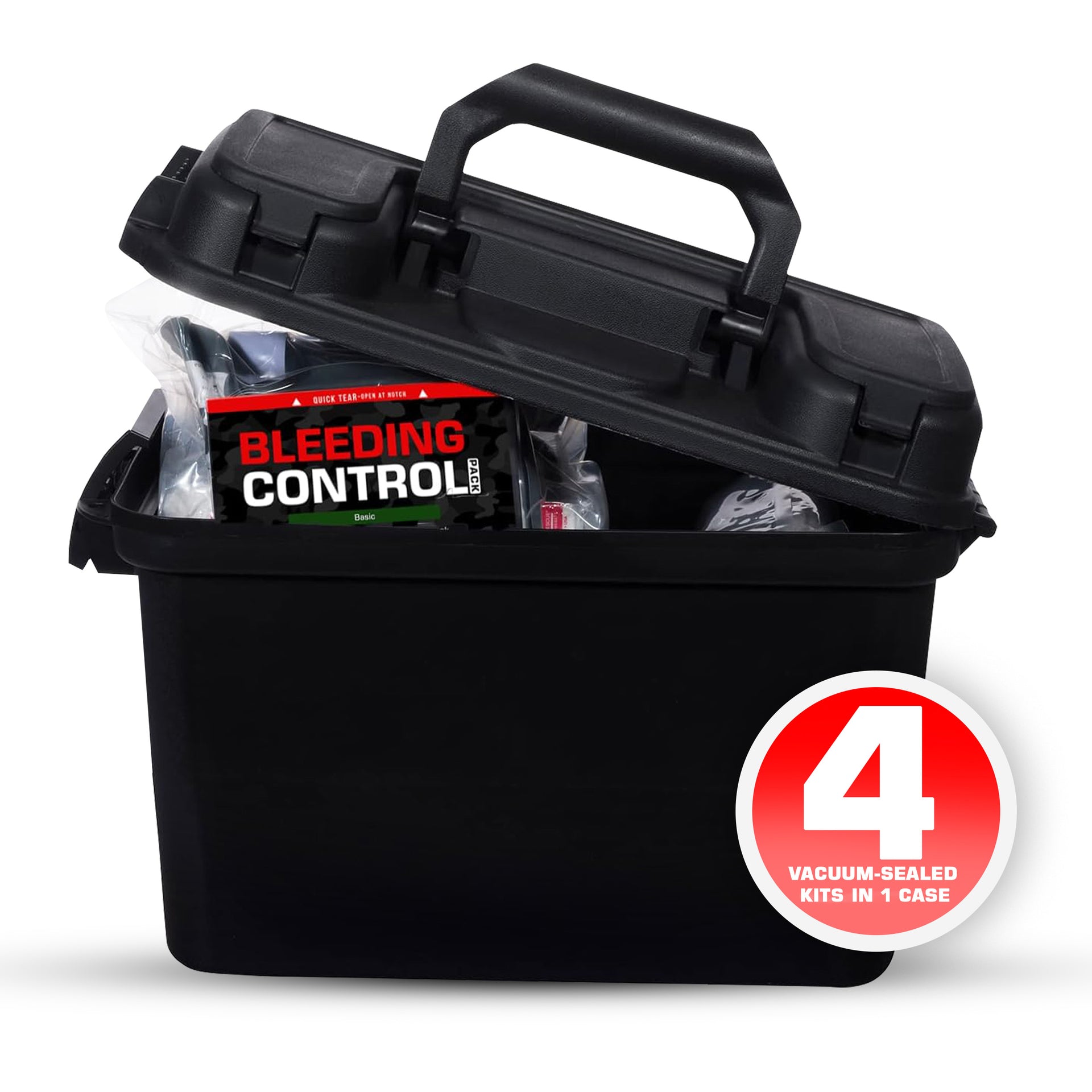 Bleeding Control Kit 4 Vacuum Sealed Kits Plastic Case