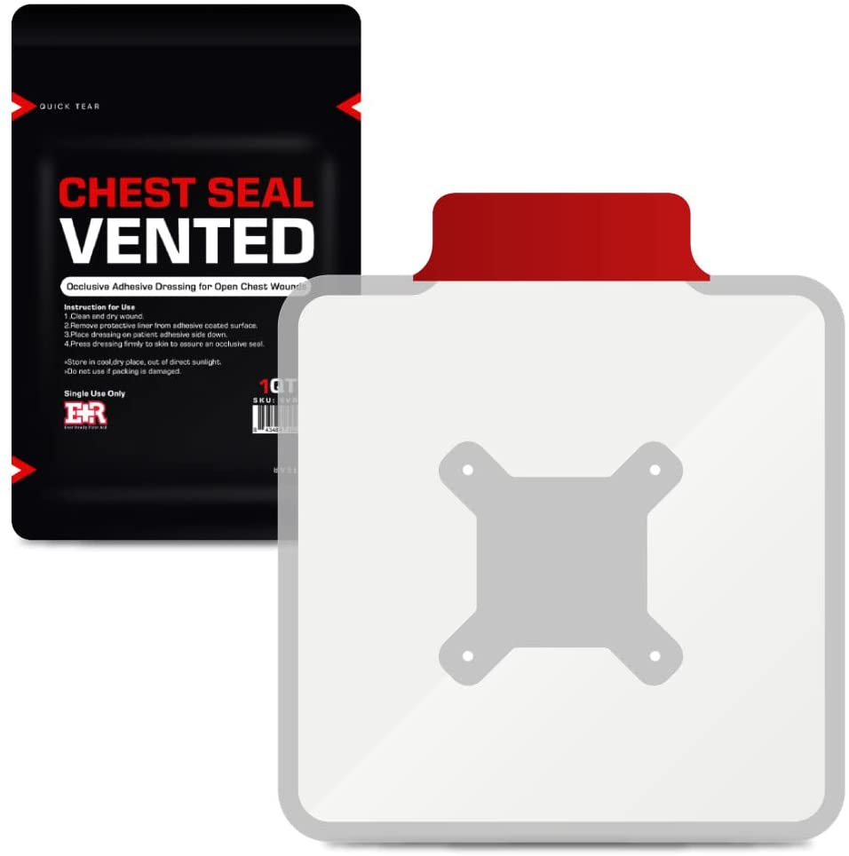 Vented Chest Seal Quick Tear 6.6” Square