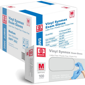 Disposable Vinyl Blue Exam Gloves, Medium