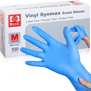 Disposable Vinyl Blue Exam Gloves, Medium