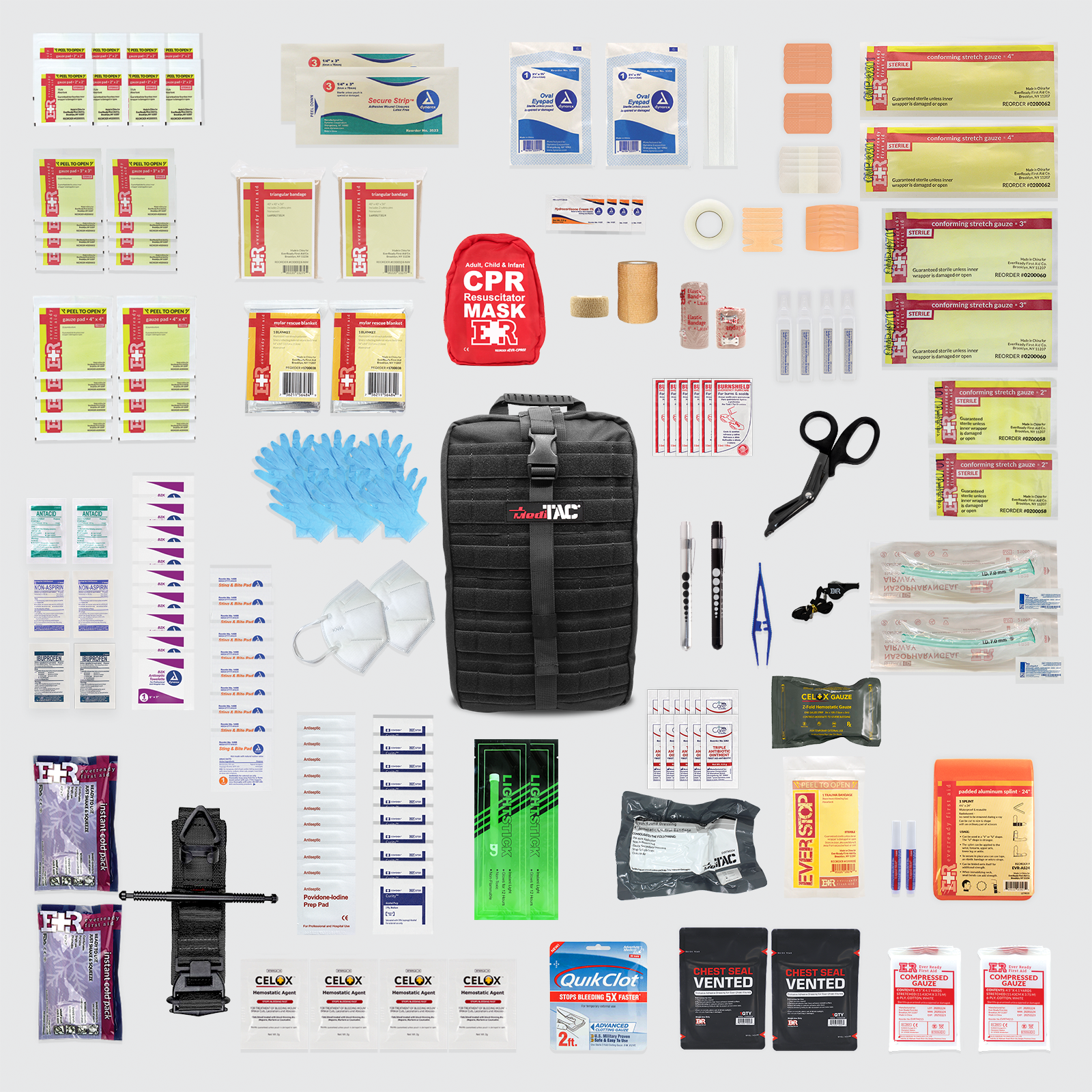 Rip Kit Rip-Away Fully Stocked Tactical Trauma Kit - Chest Seals, Tourniquet ...